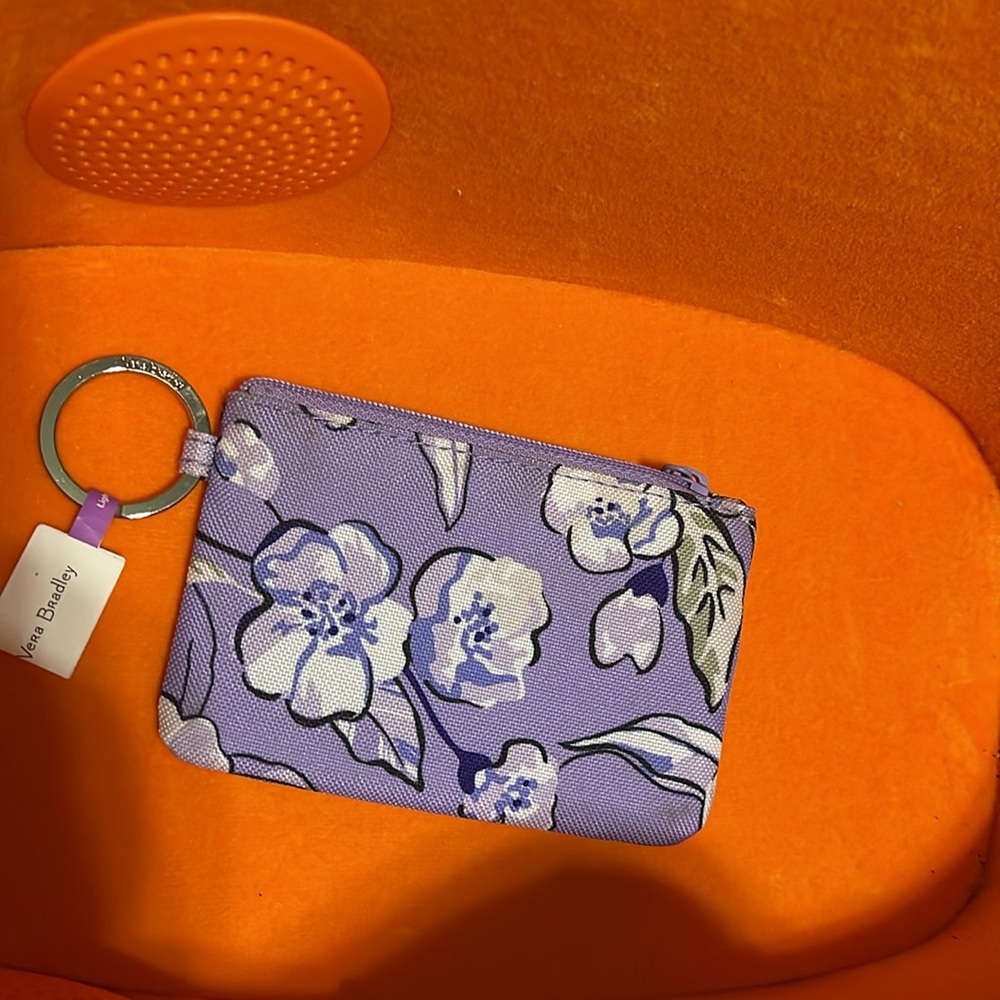 NWT Vera Bradley Wild Roses Zip ID Key Case